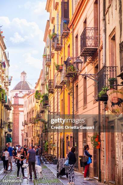 callejón en el casco antiguo de bosa - cerdeña, italia - oristano fotografías e imágenes de stock