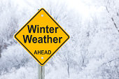 Winter Weather Ahead Road Sign