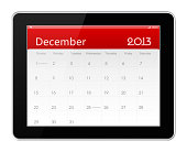 December 2013 Calender on digital tablet