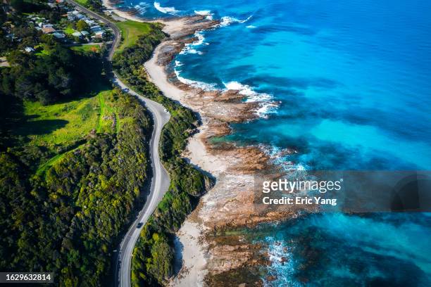 aerial coastal highway - victoria aerial stock pictures, royalty-free photos & images