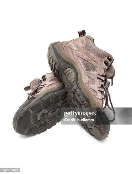 hiking boots isolated on white background - hiking-boot stock pictures, royalty-free photos & images