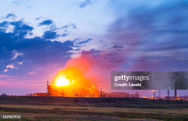 burning factory - blaze stock pictures, royalty-free photos & images