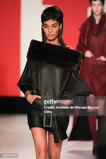 Model Joan Smalls walks the runway during the Jean Paul Gaultier Fall/Winter 2013 Ready-to-Wear show as part of Paris Fashion Week on March 2, 2013...
