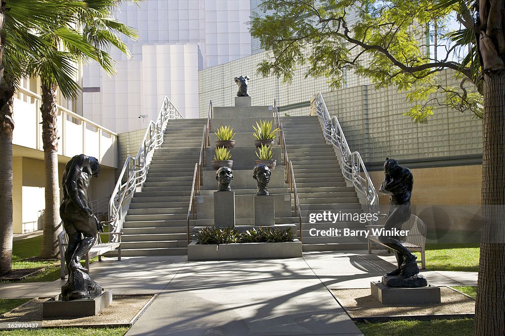 Steps with bronze sculptures.