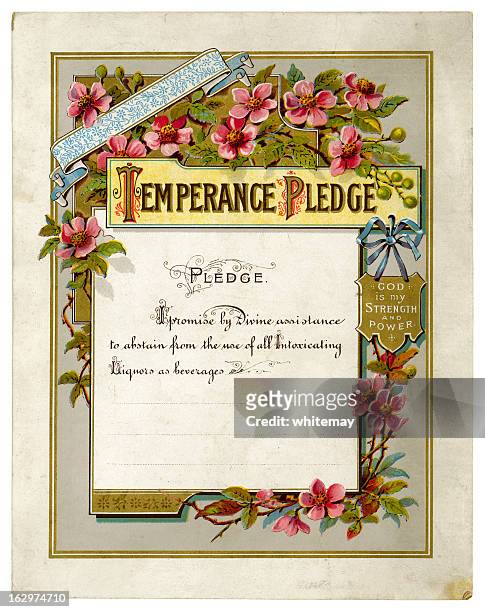 victorian temperance pledge certificate - victorian frame stock illustrations