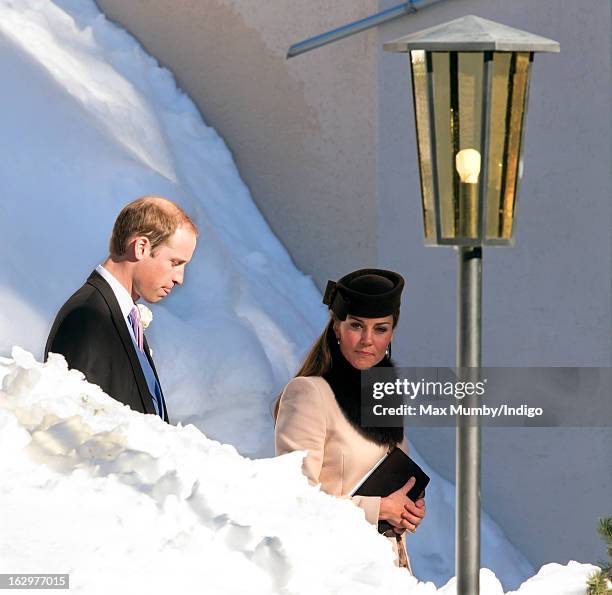 Prince William, Duke of Cambridge and Catherine, Duchess of Cambridge attend the wedding of Laura Bechtolsheimer and Mark Tomlinson at the Protestant...