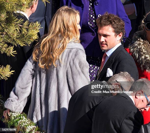 Lady Melissa Percy and Thomas van Straubenzee attend the wedding of Laura Bechtolsheimer and Mark Tomlinson at the Protestant Church on March 2, 2013...