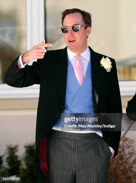 James Murray Wells attends the wedding of Laura Bechtolsheimer and Mark Tomlinson at the Protestant Church on March 2, 2013 in Arosa, Switzerland.