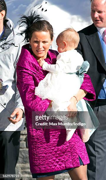 Rosie Meade attends the wedding of Laura Bechtolsheimer and Mark Tomlinson at the Protestant Church on March 2, 2013 in Arosa, Switzerland.