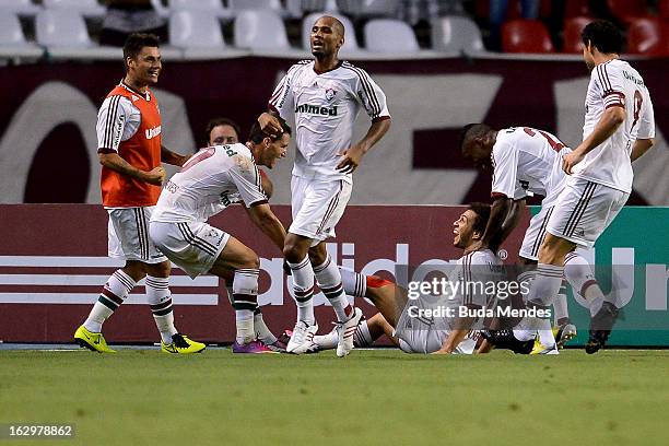 Wellinton Nem of Fluminense celebrates a scored goal against Vasco during the match between Fluminense and Vasco as part of Carioca Championship 2013...