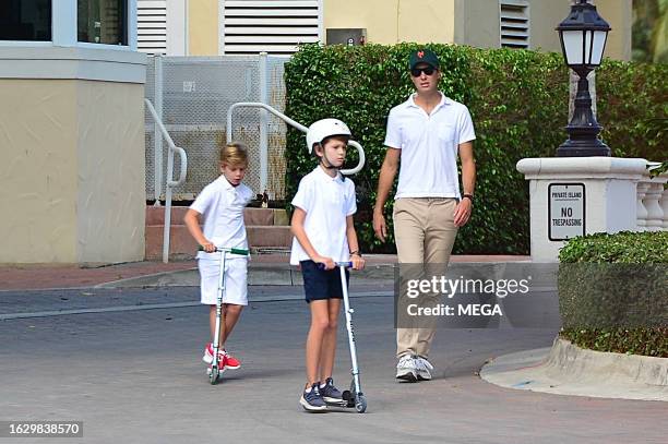Jared Kushner is seen out for a walk with his children Arabella, Theodore and Joseph on August 23, 2023 in Surfside, Florida.