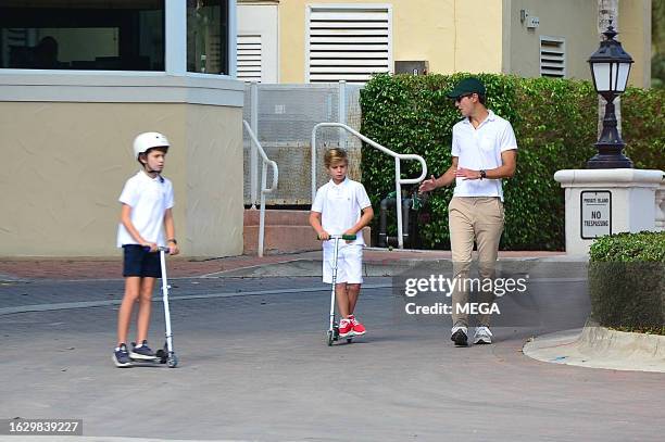 Jared Kushner is seen out for a walk with his children Arabella, Theodore and Joseph on August 23, 2023 in Surfside, Florida.