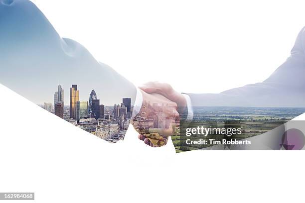 eco handshake. - city ground foto e immagini stock