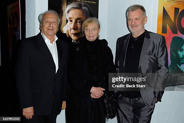 Producer Veit Heiduschka, producer Margaret Menegoz and Michael Katz arrive at the Sony Pictures Classics Pre-Oscar Dinner at The London Hotel on...