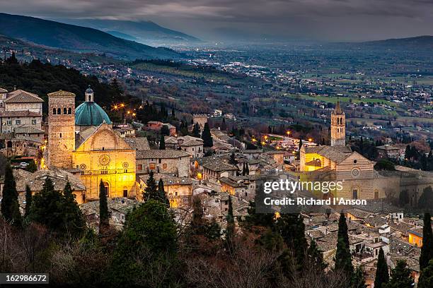 assisi cathedral and basilica of saint clare - assisi stock pictures, royalty-free photos & images