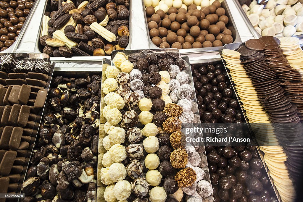 Chocolates for sale in display counter