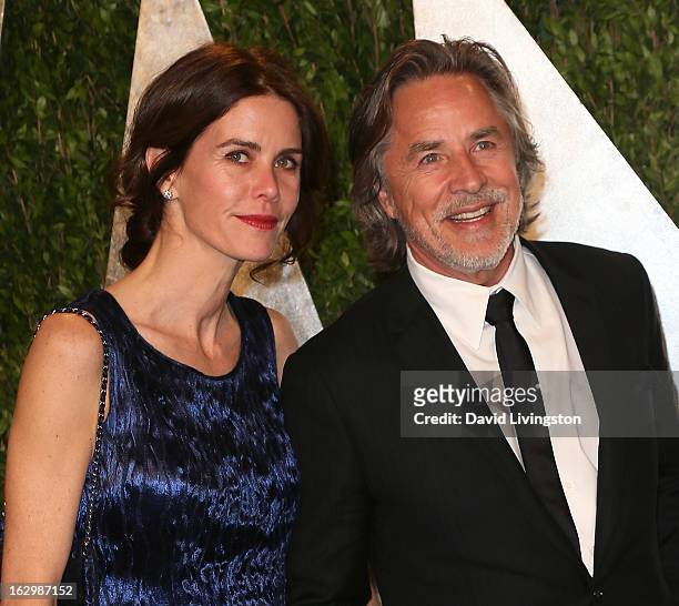 Actor Don Johnson and wife Kelley Phleger attend the 2013 Vanity Fair Oscar Party at the Sunset Tower Hotel on February 24, 2013 in West Hollywood,...