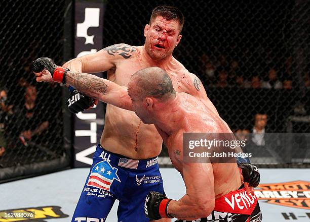 Wanderlei Silva punches Brian Stann in their light heavyweight fight during the UFC on FUEL TV event at Saitama Super Arena on March 3, 2013 in...