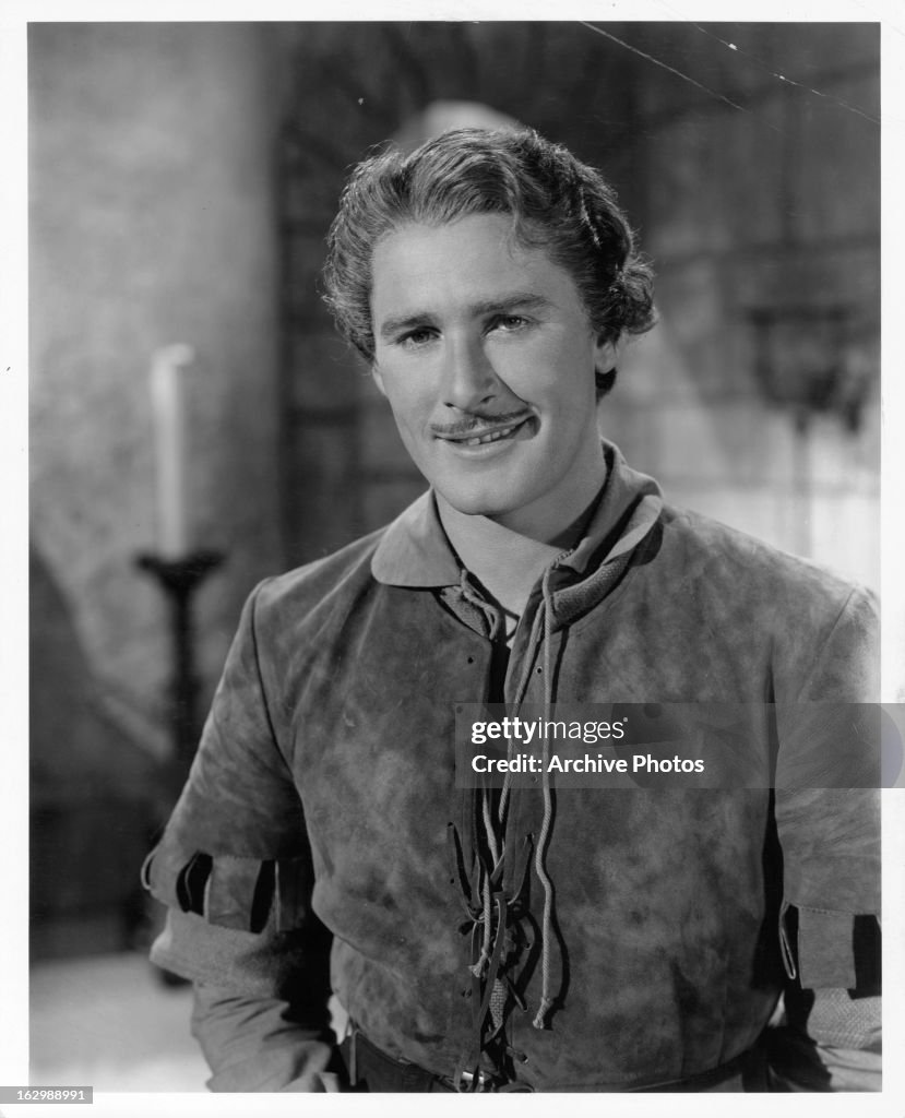 Errol Flynn on set of the film 'The Adventures Of Robin Hood', 1938