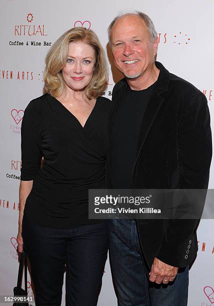 Actress Nancy Stafford and Larry Myers attend Seven Arts Presents The Grand Opening Of Ritual Cafe And Wine Bar on March 2, 2013 in Los Angeles,...