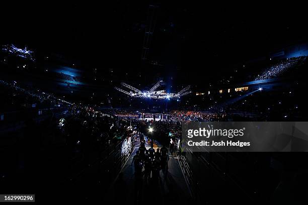 General view of the arena as Wanderlei Silva enters before his fight against Brian Stann during the UFC on FUEL TV event at Saitama Super Arena on...