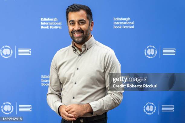 First Minister of Scotland Humza Yousaf attends the Edinburgh International Book Festival 2023 at Edinburgh College of Art on August 21, 2023 in...