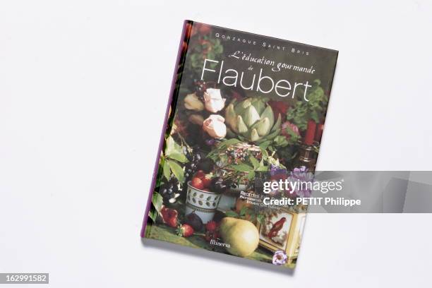 Fine Books For Christmas 2004. Couverture du livre 'L'éducation gourmande de Flaubert' de Gonzague SAINT-BRIS aux éditions Minerva.
