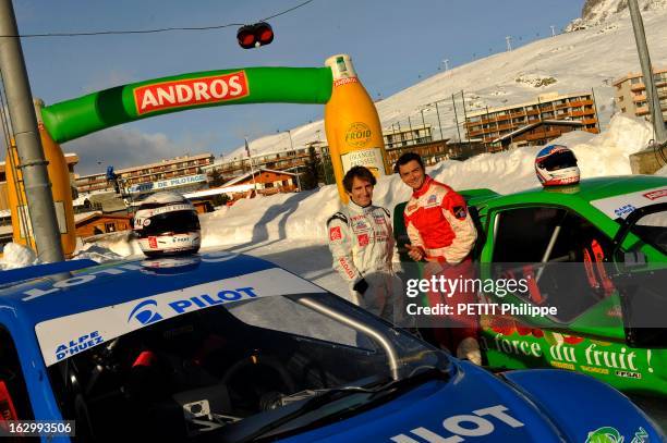 The Andros Car 03. En marge du Trophée Andros, Alain PROST et Franck LAGORCE vont tester sur la patinoire naturellement verglacée du circuit de...