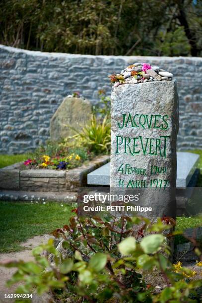 Rendezvous With Granddaughter Of Jacques Prevert. La tombe de Jacques PREVERT dans le cimetière d'Omonville-la-Petite. Derrière, la tombe d'Alexandre...