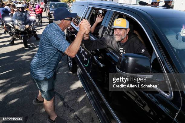 El Segundo, CA Danny Boehle, coach of the El Segundo Little League team, greets well-wishers during a celebration for their Little League World...