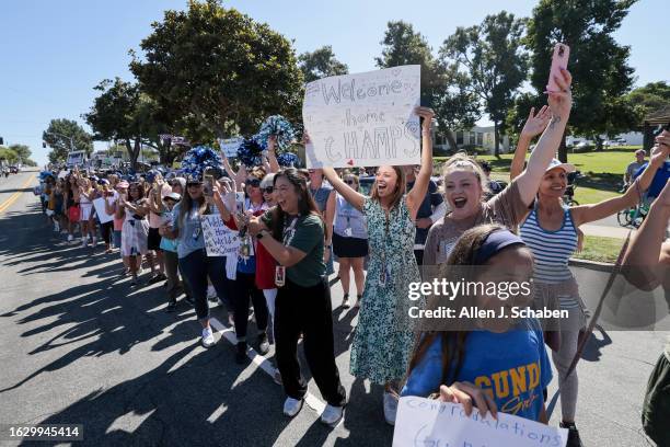 El Segundo, CA Well-wishers watch as members of the El Segundo Little League team take part in a celebration for their Little League World Series win...