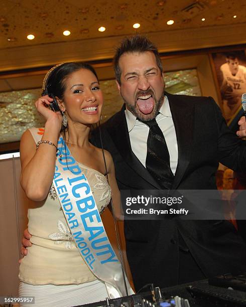 Allison Lamarre "DJ Pixie" and entertainer Joey Fatone appear at the third annual TropicBeauty World Finals at the MGM Grand Hotel/Casino on March 2,...