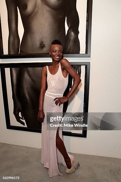 Model attends the Samuel Bayer Ace Gallery Exhibit Opening, presented by Panavision at Ace Gallery on March 2, 2013 in Beverly Hills, California.