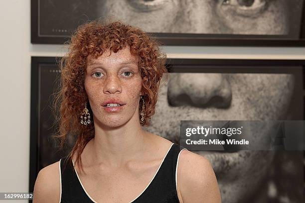 Model Tarren Johnson attends the Samuel Bayer Ace Gallery Exhibit Opening, presented by Panavision at Ace Gallery on March 2, 2013 in Beverly Hills,...