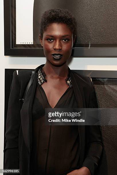 Model Jodie Smith attends the Samuel Bayer Ace Gallery Exhibit Opening, presented by Panavision at Ace Gallery on March 2, 2013 in Beverly Hills,...