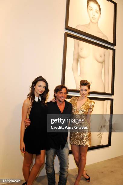 Emily Ratajkowski and Samuel Bayer attend the Samuel Bayer Ace Gallery Exhibit Opening, presented by Panavision at Ace Gallery on March 2, 2013 in...