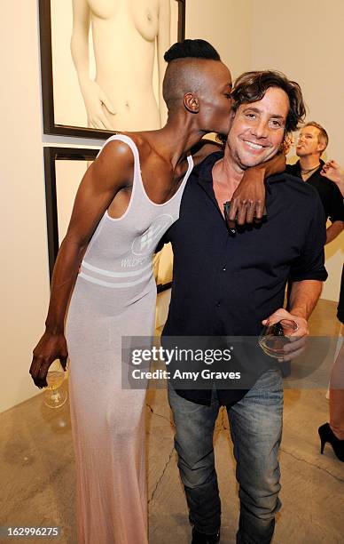 Guetcha and Samuel Bayer attend the Samuel Bayer Ace Gallery Exhibit Opening, presented by Panavision at Ace Gallery on March 2, 2013 in Beverly...