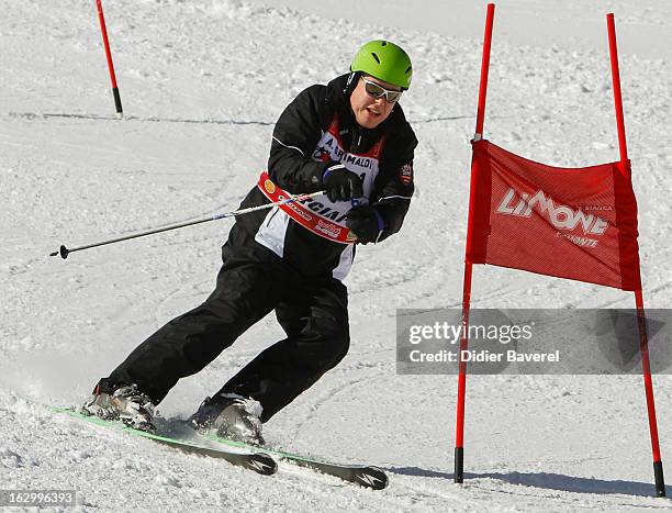 Prince Albert II of Monaco skis during Charity Ski Race To Collect Donations For 'Star Team For The Children MC' on March 2, 2013 in Limone, Italy.