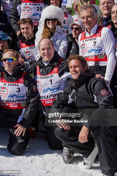 Prince Albert II of Monaco , ex Miss Italy Cristina Chiabotto, Prince Emmanuel-Philibert of Savoy and ex Formula One pilot Ricardo Patrese attend the...