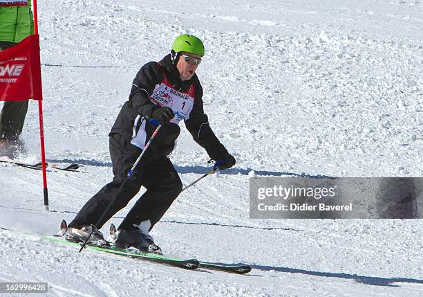 Prince Albert II of Monaco skis during Charity Ski Race To Collect Donations For 'Star Team For The Children MC' on March 2, 2013 in Limone, Italy.