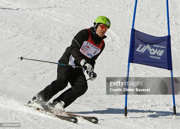 Prince Emmanuel-Philibert of Savoy skis during Charity Ski Race To Collect Donations For 'Star Team For The Children MC' on March 2, 2013 in Limone,...