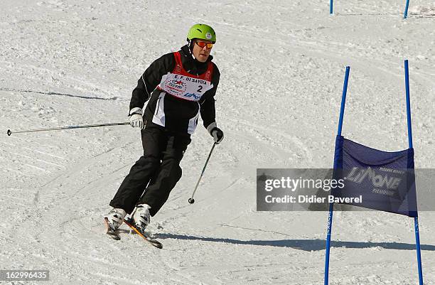 Prince Emmanuel-Philibert of Savoy skis during Charity Ski Race To Collect Donations For 'Star Team For The Children MC' on March 2, 2013 in Limone,...