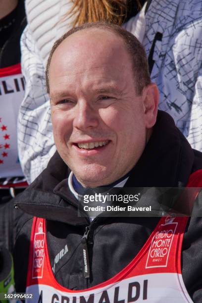 Prince Albert II of Monaco attends the Biatlhon Charity Ski Race To Collect Donations For 'Star Team For The Children MC' on March 2, 2013 in Limone,...