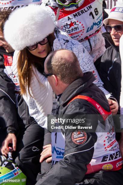 Prince Albert II of Monaco and ex Miss Italy Cristina Chiabotto attend the Biatlhon Charity Ski Race To Collect Donations For 'Star Team For The...