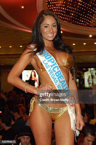 Brittany Parks of Nevada competes in the third annual TropicBeauty World Finals at the MGM Grand Hotel/Casino on March 2, 2013 in Las Vegas, Nevada.