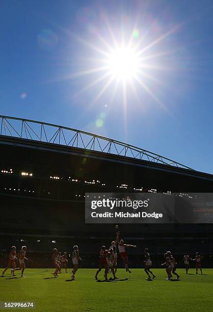 General view during the round two AFL NAB Cup match between the St Kilda Saints and the Sydney Swans at Etihad Stadium on March 3, 2013 in Melbourne,...