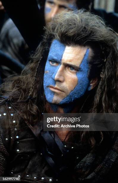 Mel Gibson in a scene from the film 'Braveheart', 1995.