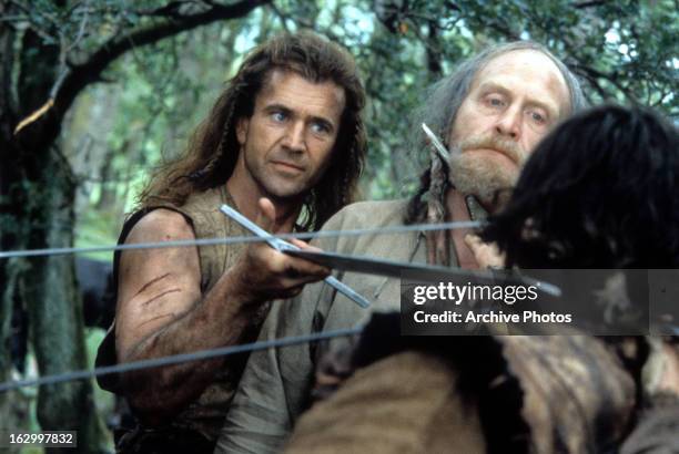 Mel Gibson and James Cosmo in a scene from the film 'Braveheart', 1995.
