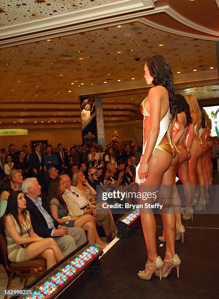 General view of contestants participating in the third annual TropicBeauty World Finals at the MGM Grand Hotel/Casino on March 2, 2013 in Las Vegas,...