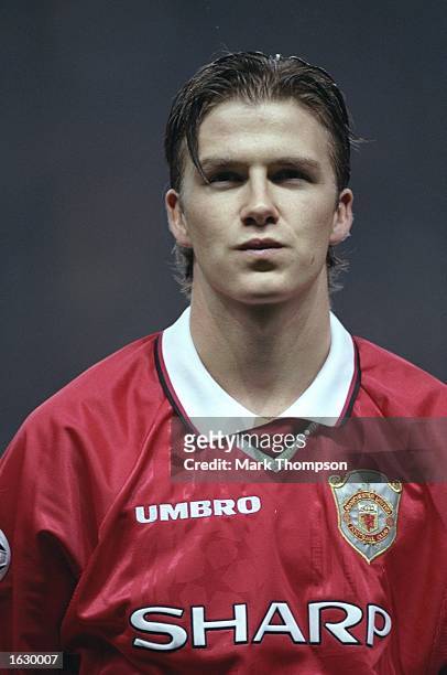 Portrait of David Beckham of Manchester United before the Champions League match against Kosice at Old Trafford in Manchester, England. Manchester...